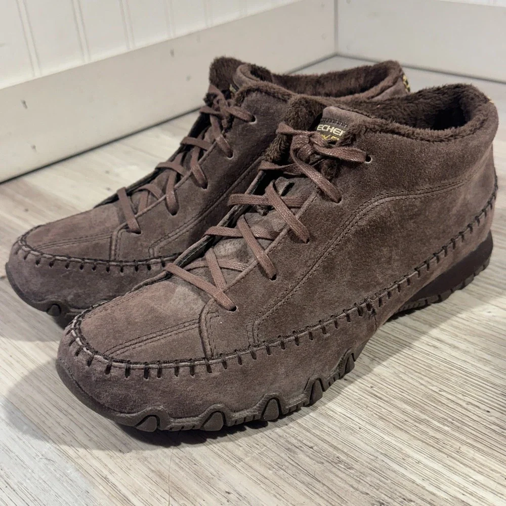 Skechers Bikers Totem‎ Pole Chocolate Suede Leather Chukka Boots Sz 9.5